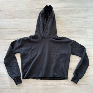 Abercrombie & Fitch Black Cropped Hooded Sweatshirt